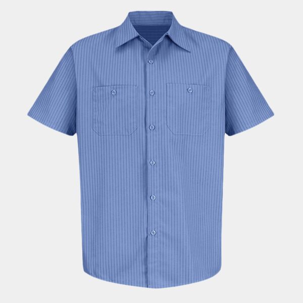 Men's Industrial Stripe Short Sleeve Work Shirt Thumbnail