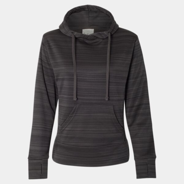 Women's Odyssey Striped Performance Fleece Lapover Hooded Sweatshirt Thumbnail