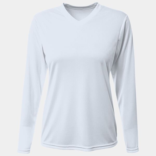 Women's USA-Made Deep V-Neck Long Sleeve T-Shirt Thumbnail